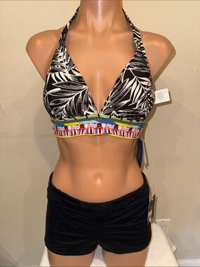 NWT Hag halter bikini set swim shorts size L/M